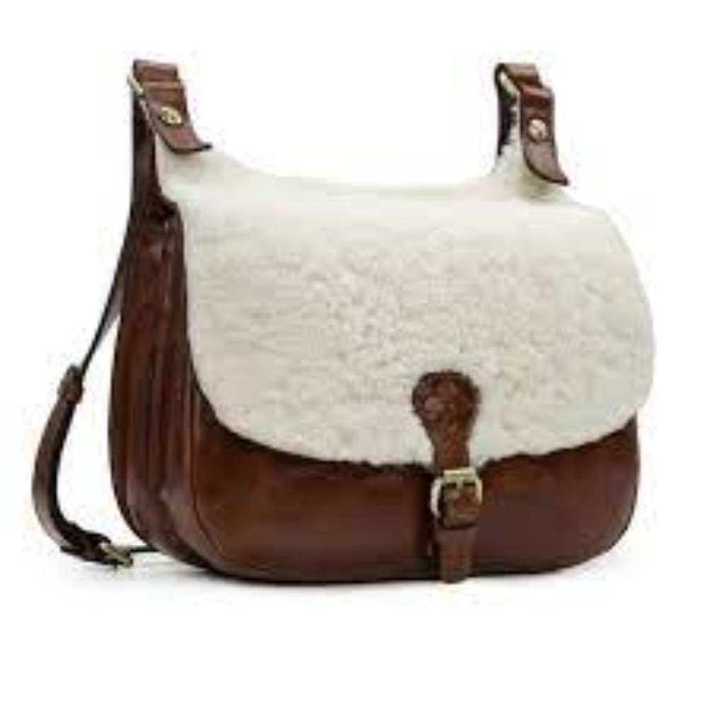 NWT Patricia Nash Leather London Sherpa Crossbody Tan